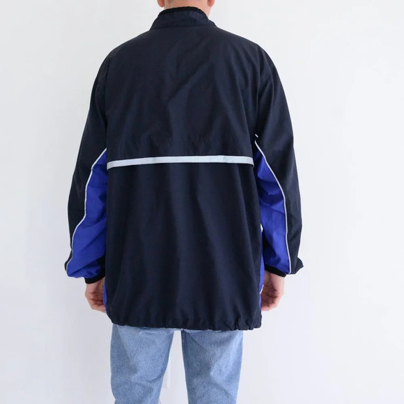 VTG Nike Y2K Navy  Blue Gray Tag Zip Up Fishnet Lined Running Windbreaker Jacket - Picture 3 of 12